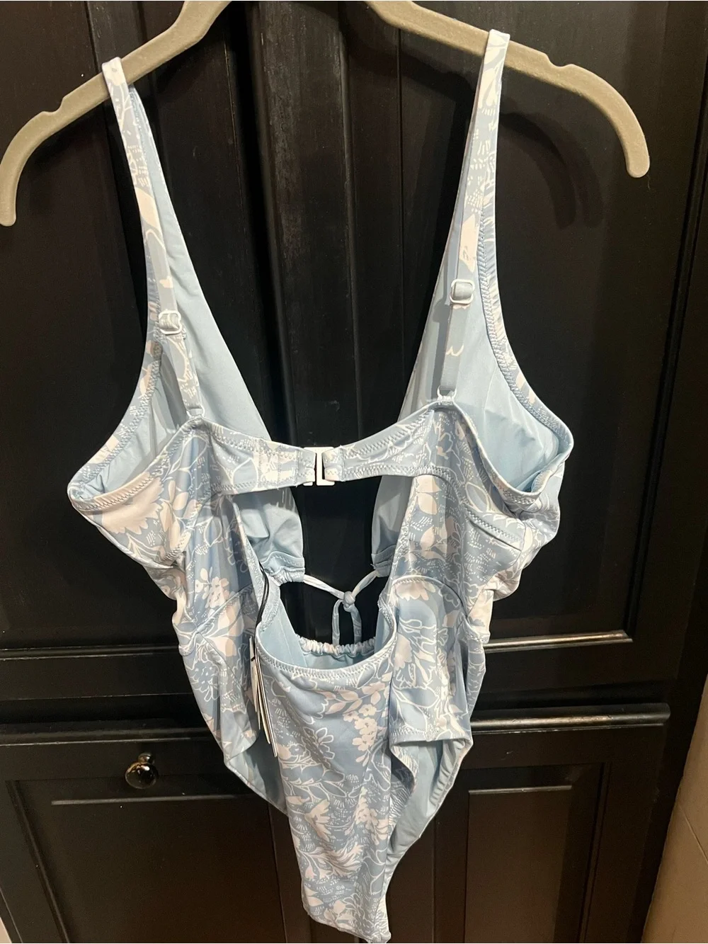 Sanctuary- Light Blue Floral One-Piece Swimsuit with Front Tie